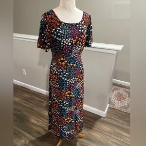 Princess Highway Floral Midi Dress Tie Waist Retro Garden Print Size 14